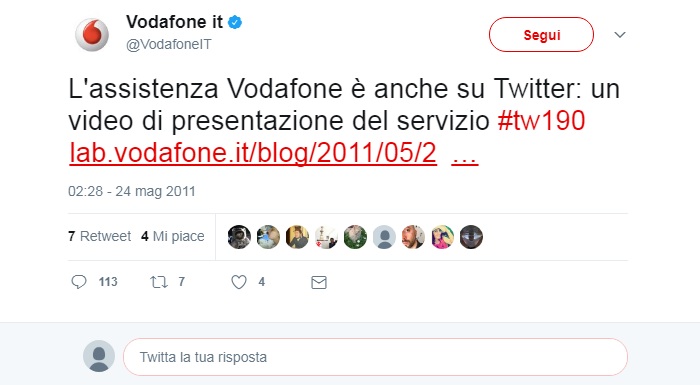 assistenza Vodafone su Twitter