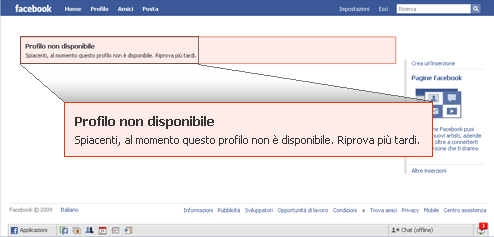 errore facebook profilo