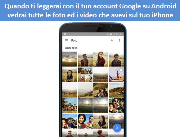 importare foto da iphone ad android con google foto