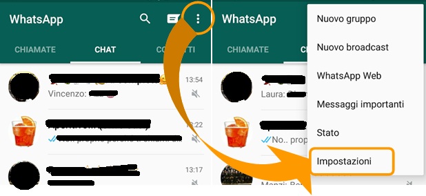 impostazioni whatsapp android