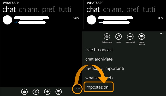 impostazioni whatsapp windows phone
